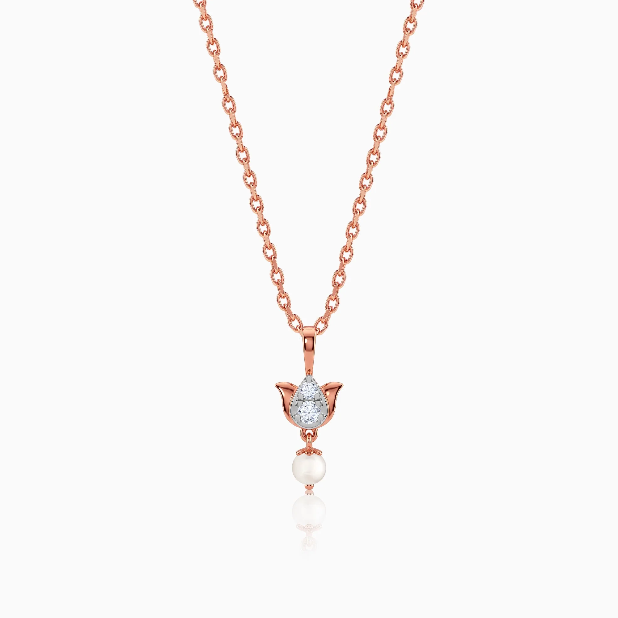 Rose Gold Elara Lotus Lab Grown Diamond Pendant
