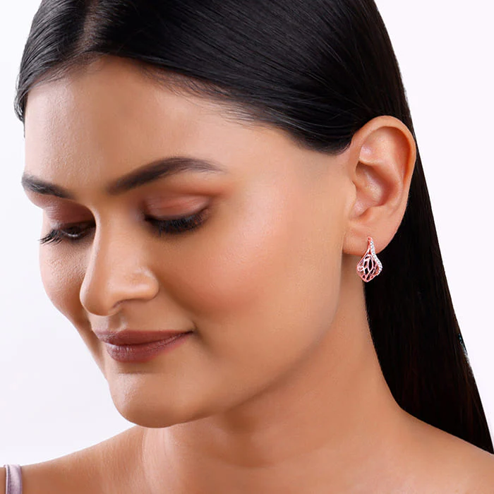 Rose Gold Elegant Filigree Earrings - Image 3