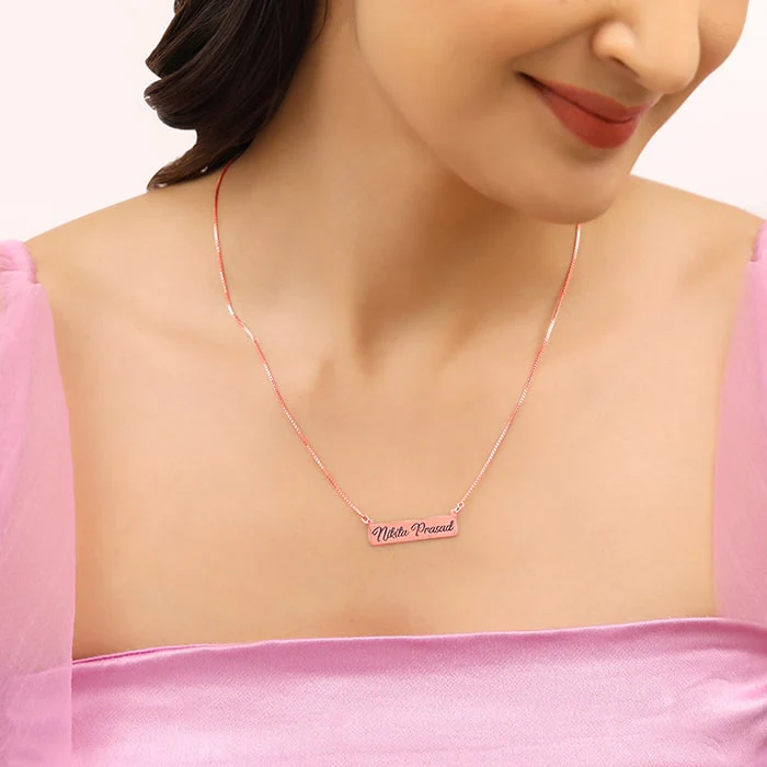 Rose Gold Engraved Pendant with Box Chain - Image 3