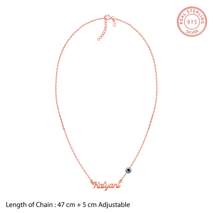 Rose Gold Evil Eye Personalised Name Necklace - Image 5