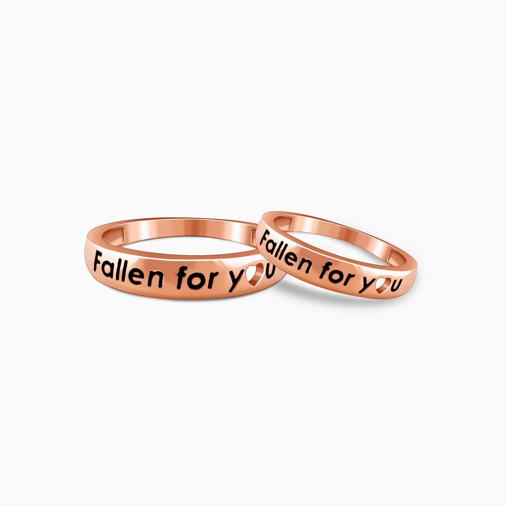 Rose Gold Fallen For You Couple Rings