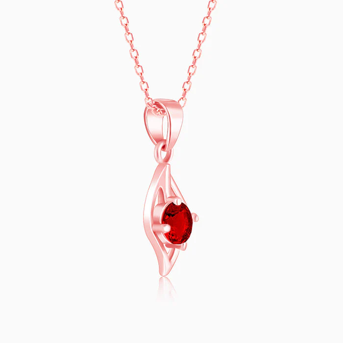Rose Gold Falling Dew in Red Pendant With Link Chain - Image 4