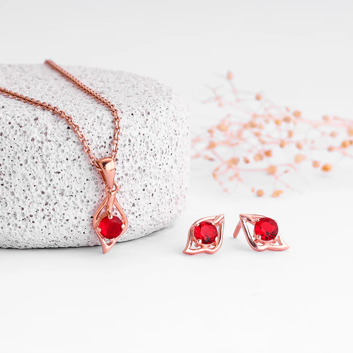 Rose Gold Falling Dew in Red Set - Image 2