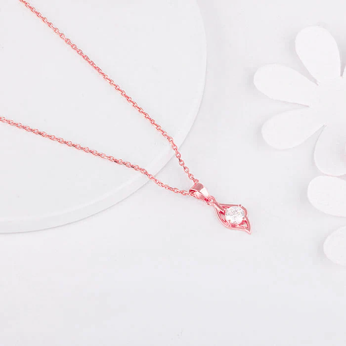 Rose Gold Falling Dew Pendant With Link Chain - Image 2