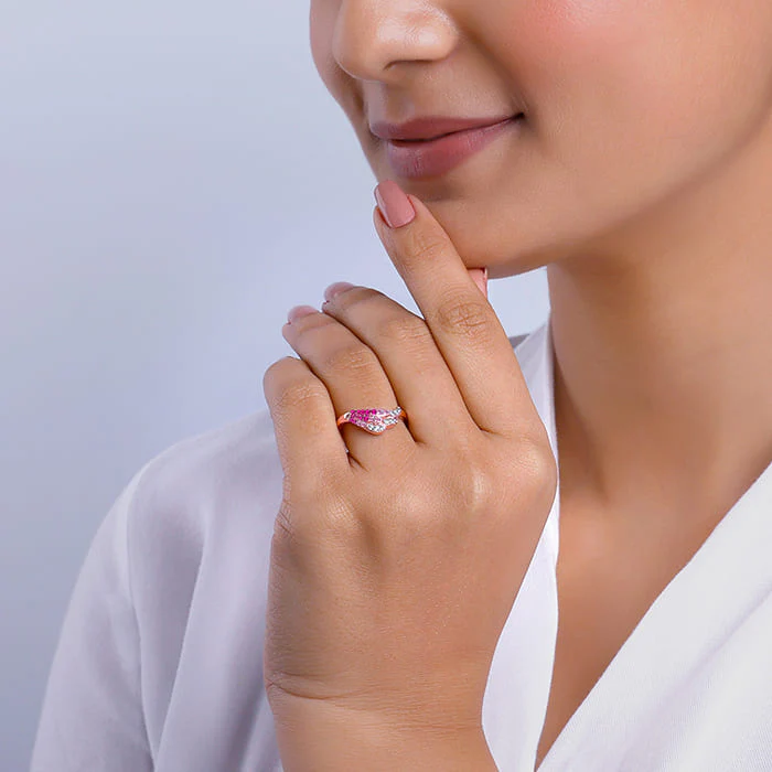 Rose Gold Feathered Love Ring - Image 3