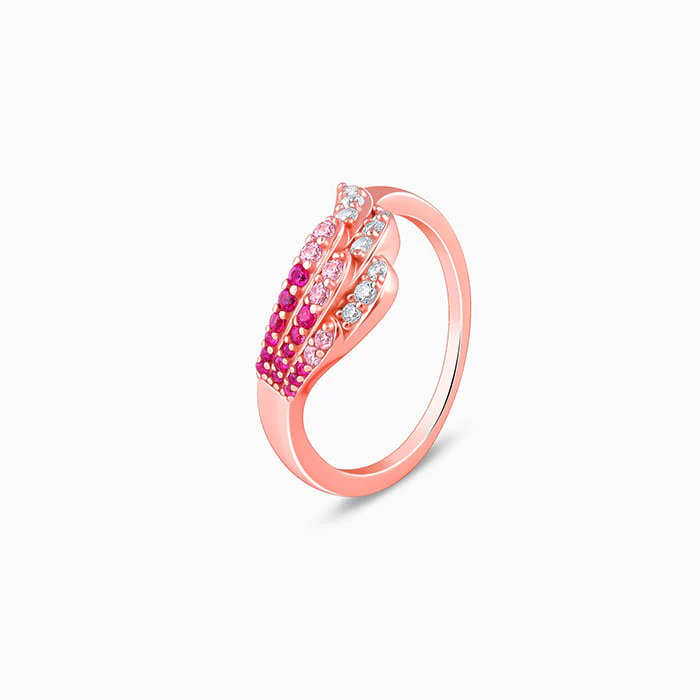 Rose Gold Feathered Love Ring - Image 4