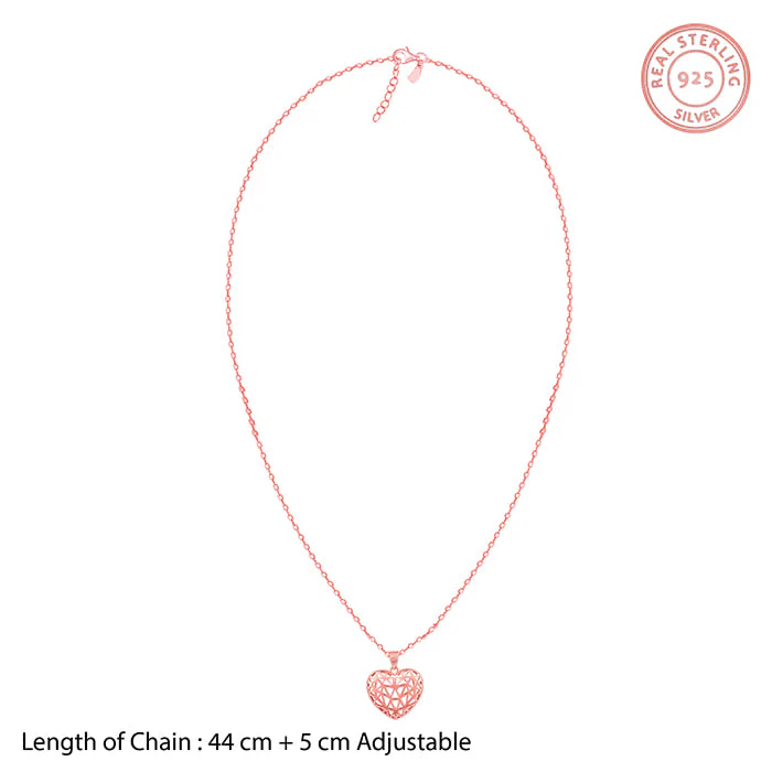 Rose Gold Filigree Heart Pendant with Link Chain - Image 5
