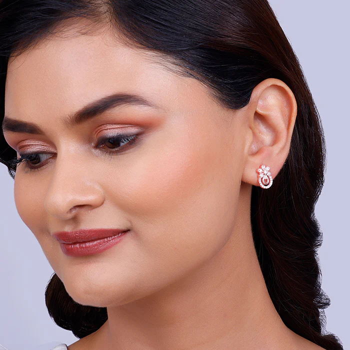 Rose Gold Floral Arch Earrings - Image 3