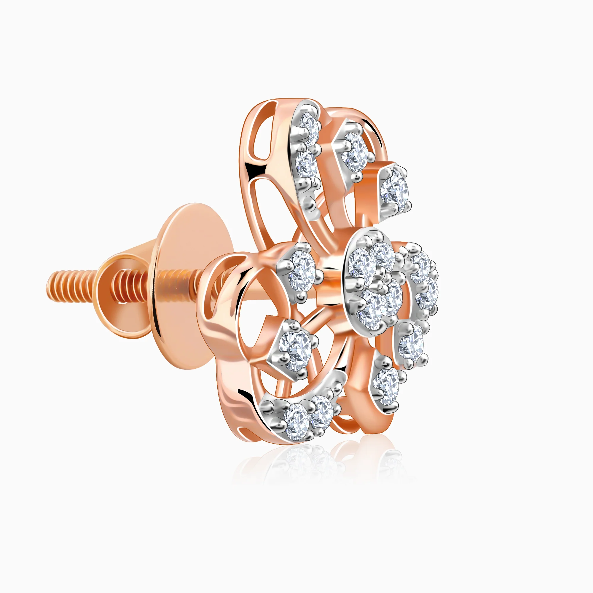 Rose Gold Floral Bae Lab Grown Diamond Earrings - Image 4
