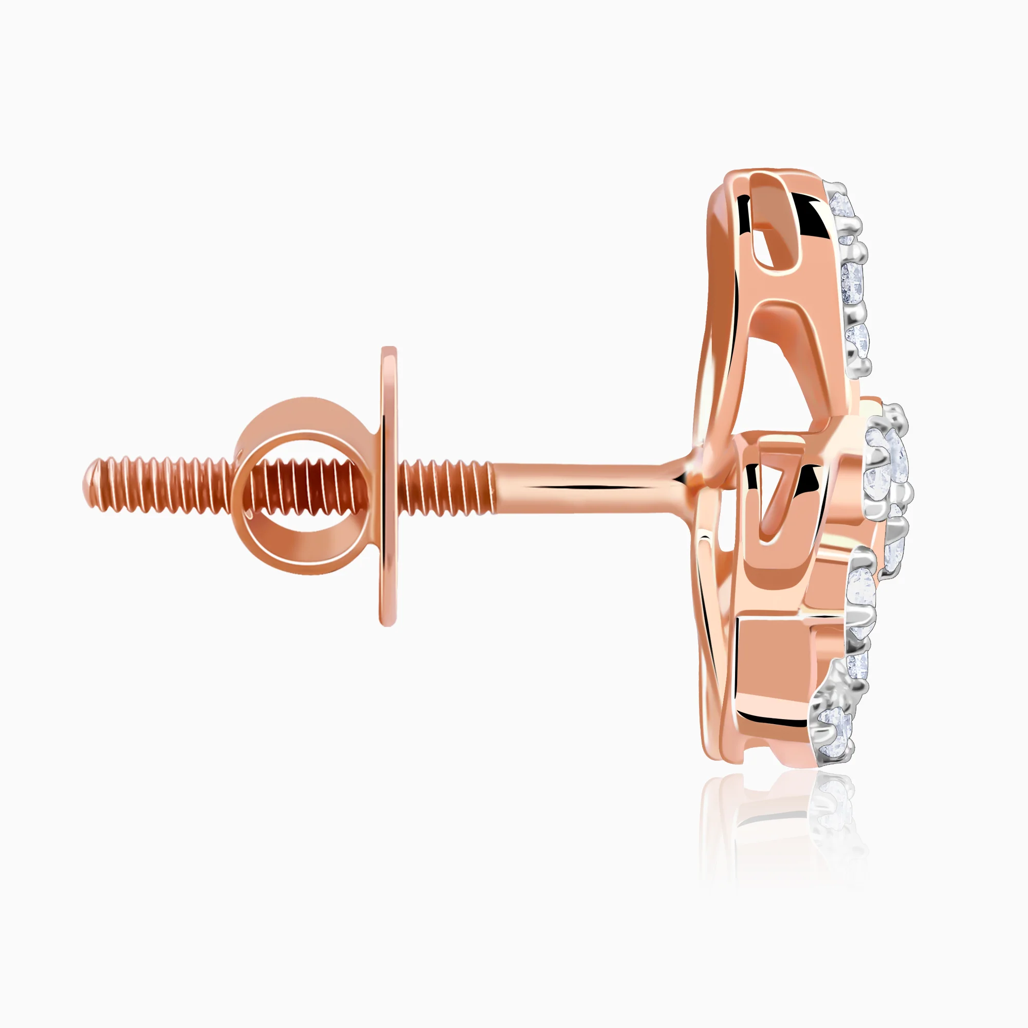 Rose Gold Floral Bae Lab Grown Diamond Earrings - Image 5