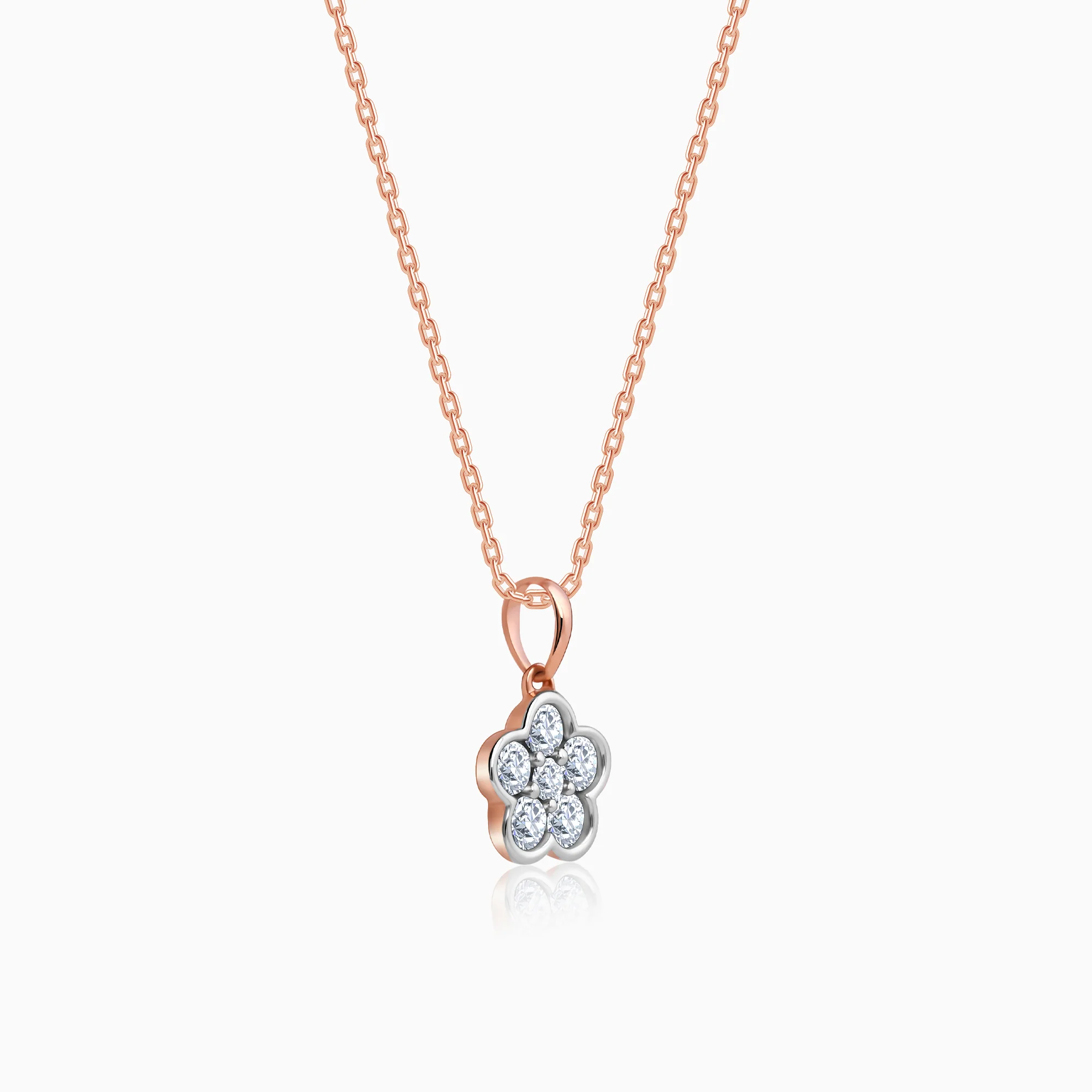 Rose Gold Floral Dazzle Lab Grown Diamond Pendant - Image 4