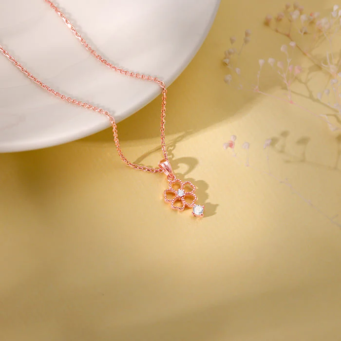 Rose Gold Floral Desire Pendant With Link Chain - Image 2