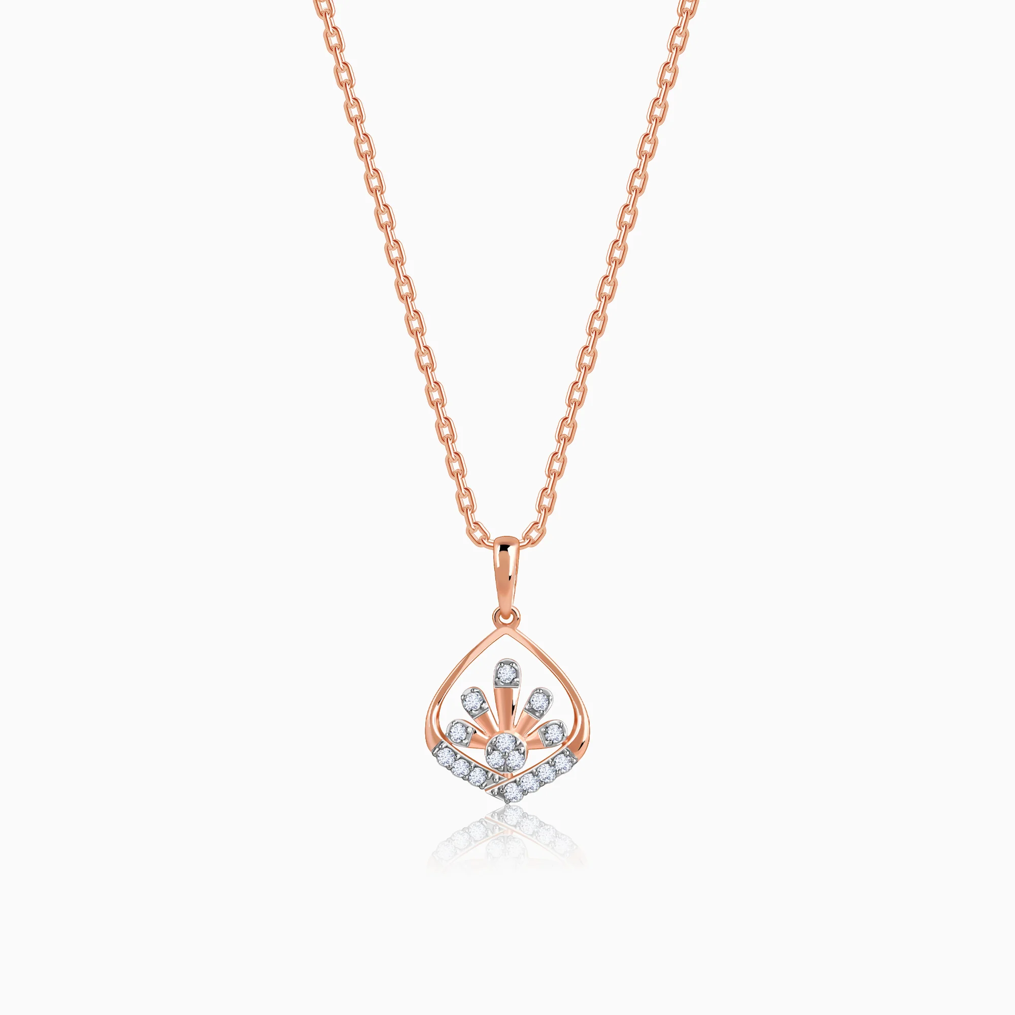 Rose Gold Floral Droplet Lab Grown Diamond Pendant