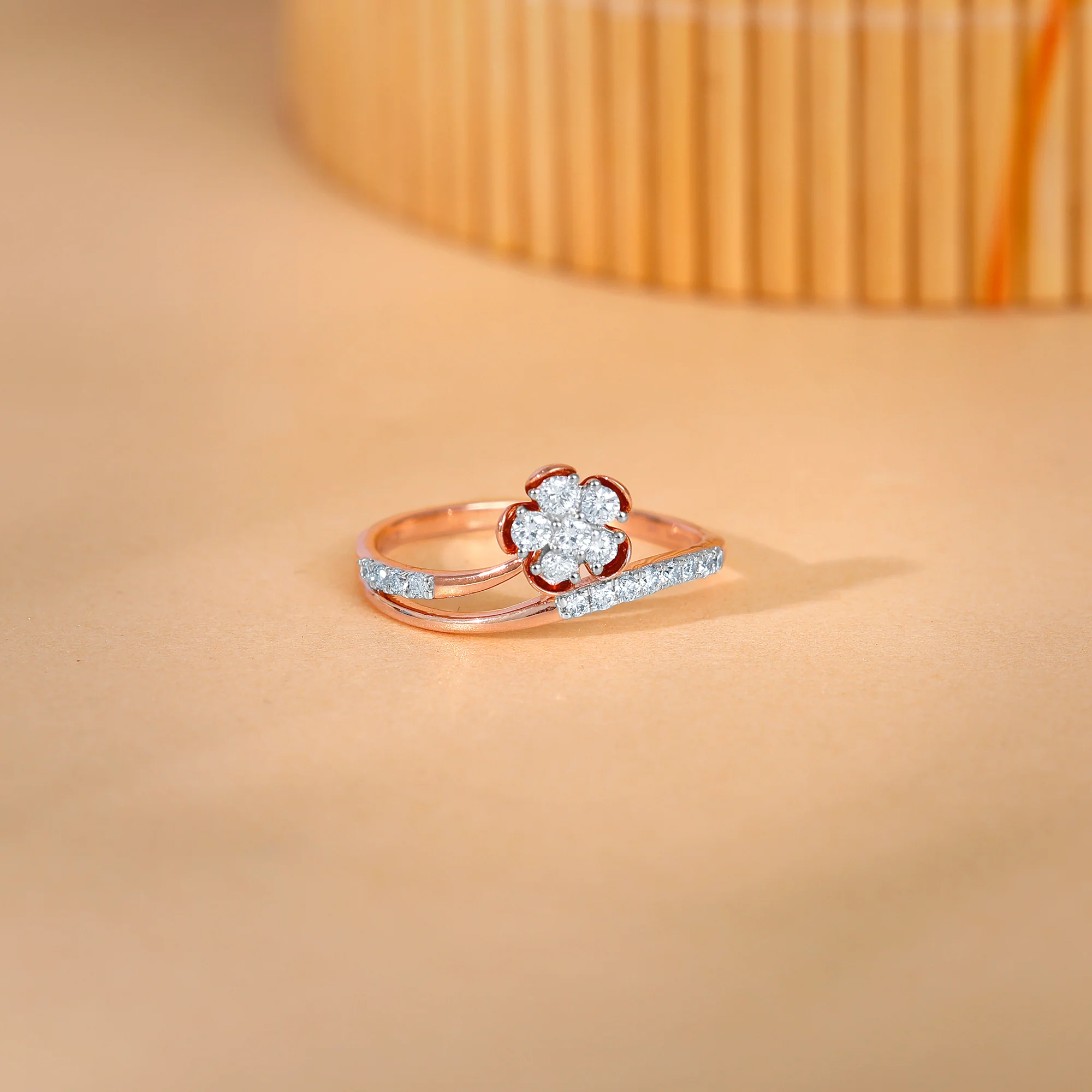 Rose Gold Floral Enigma Diamond Ring - Image 2