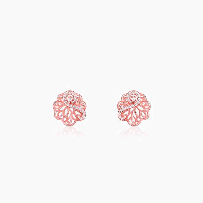 Rose Gold Floral Filigree Earrings