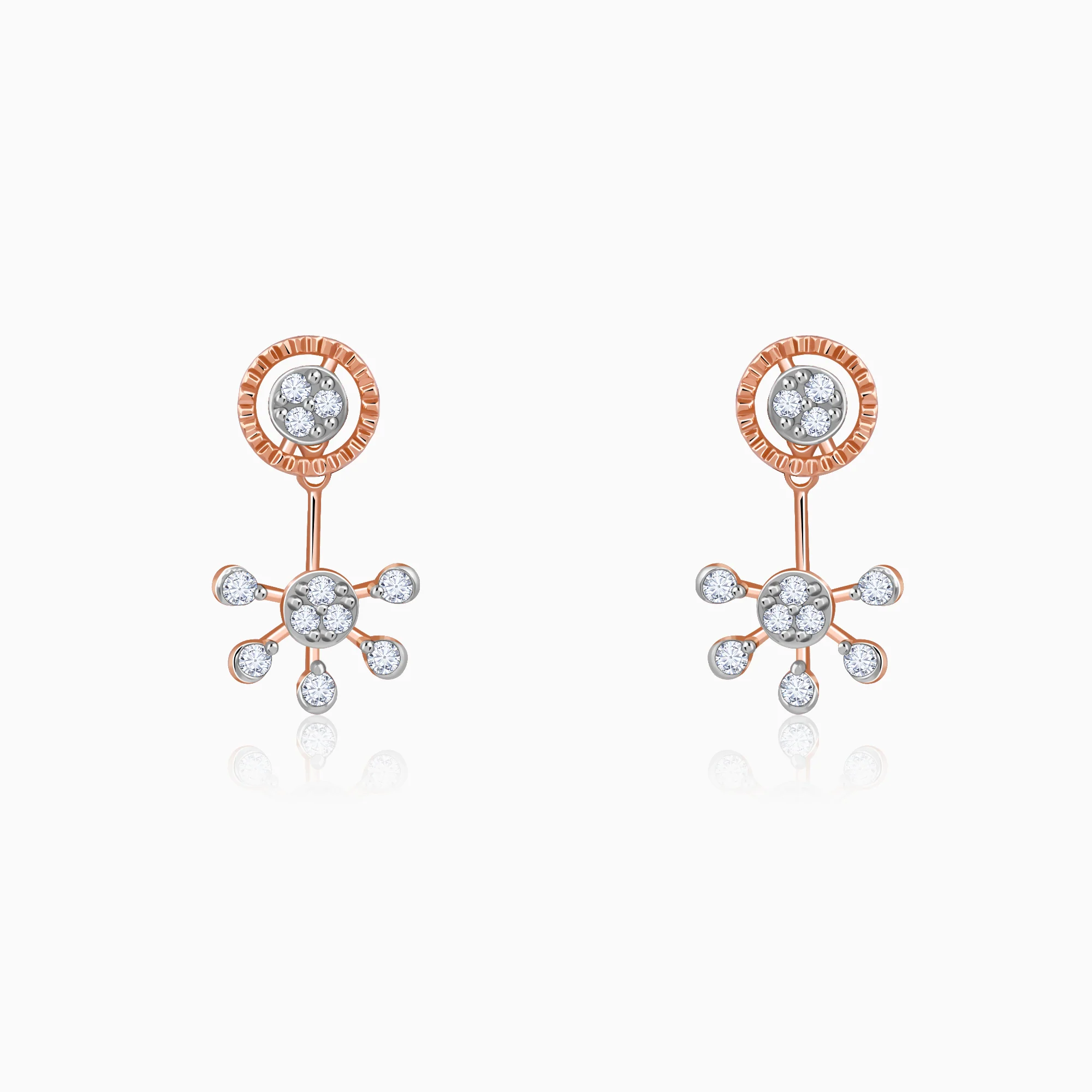 Rose Gold Floral Glam Lab Grown Diamond Earrings - Image 4
