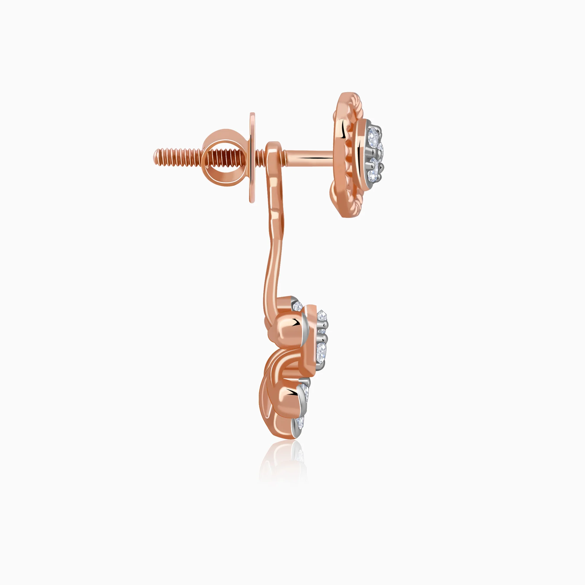 Rose Gold Floral Glam Lab Grown Diamond Earrings - Image 8