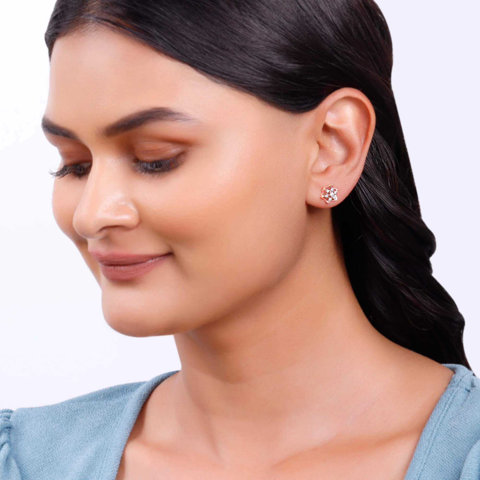 Rose Gold Floral Joy Lab Grown Diamond Studs - Image 3