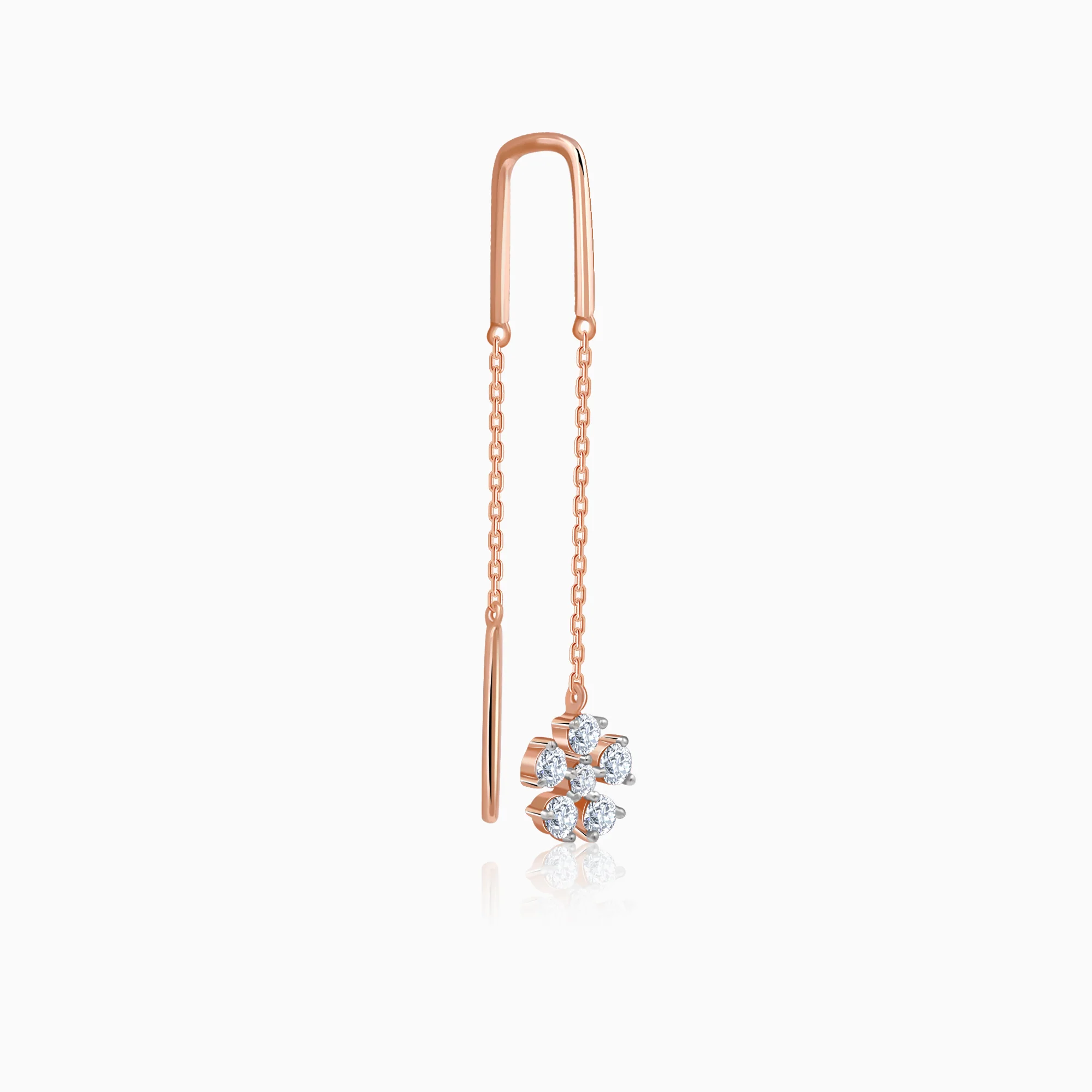 Rose Gold Floral Sui Dhaga Lab Grown Diamond Earrings - Image 4