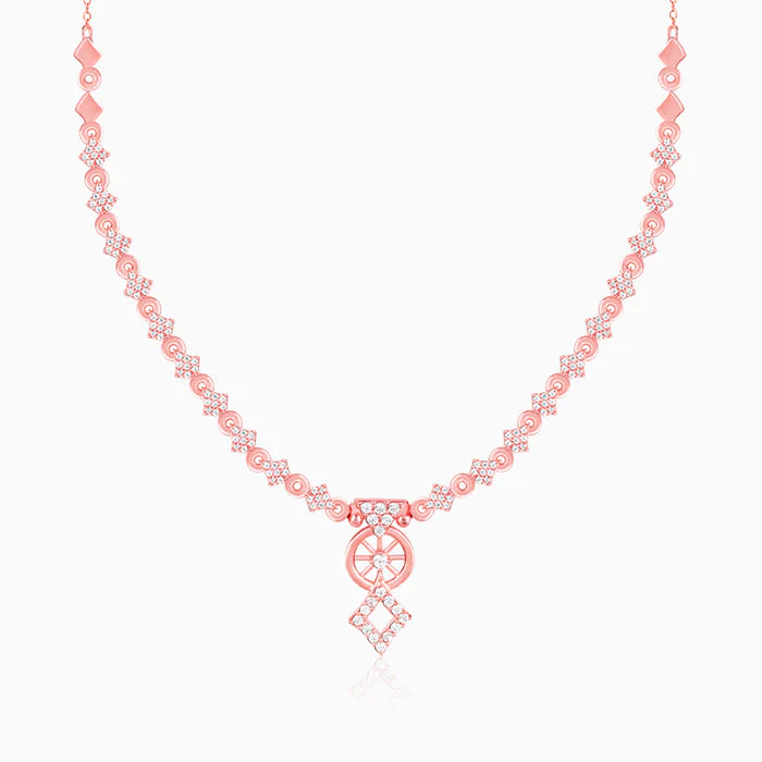 Rose Gold Floral Wheel Necklace