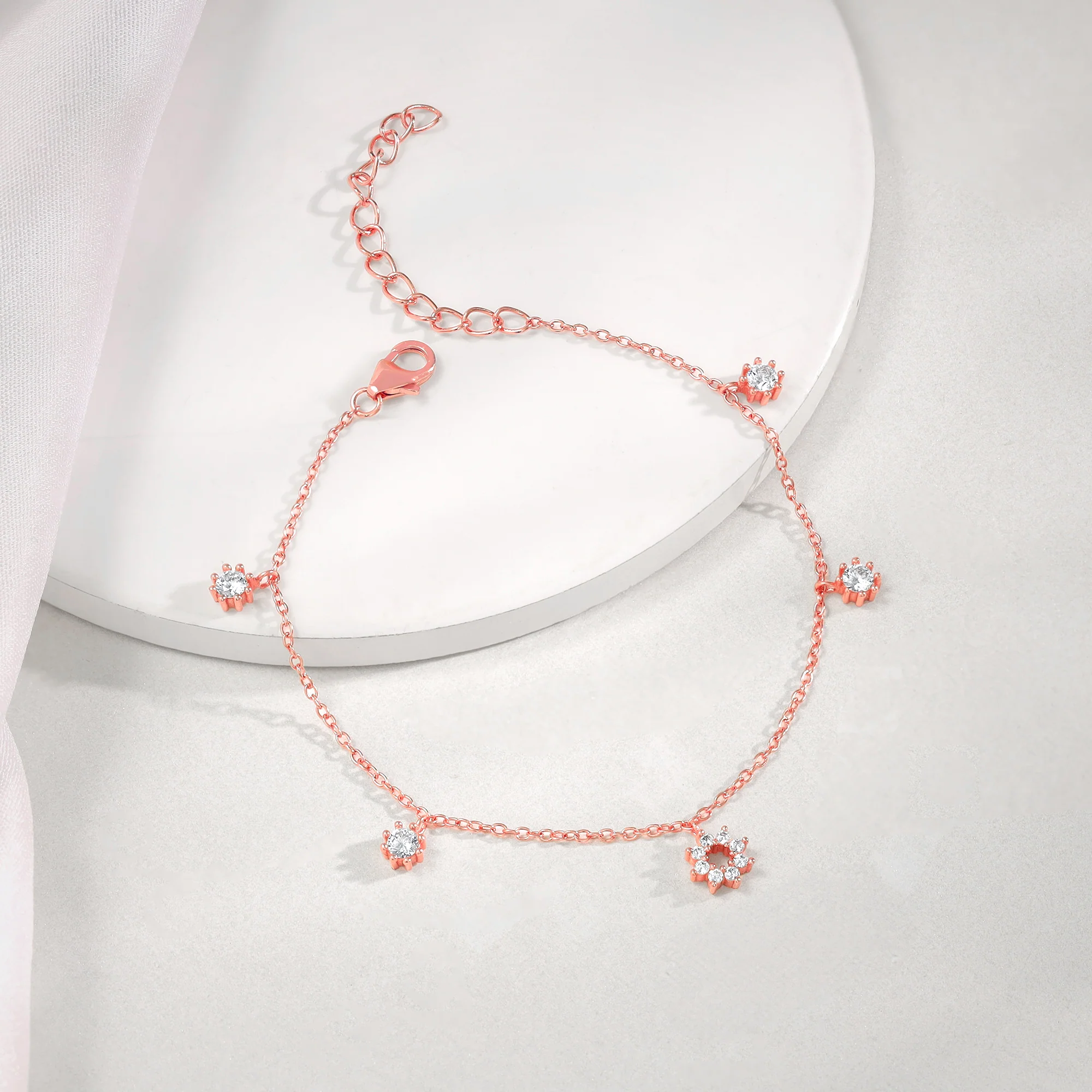 Anushka Sharma Rose Gold Flower Charm Bracelet - Image 2