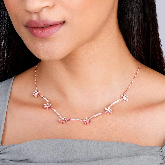 Rose Gold Flowery Bliss Necklace - Image 3