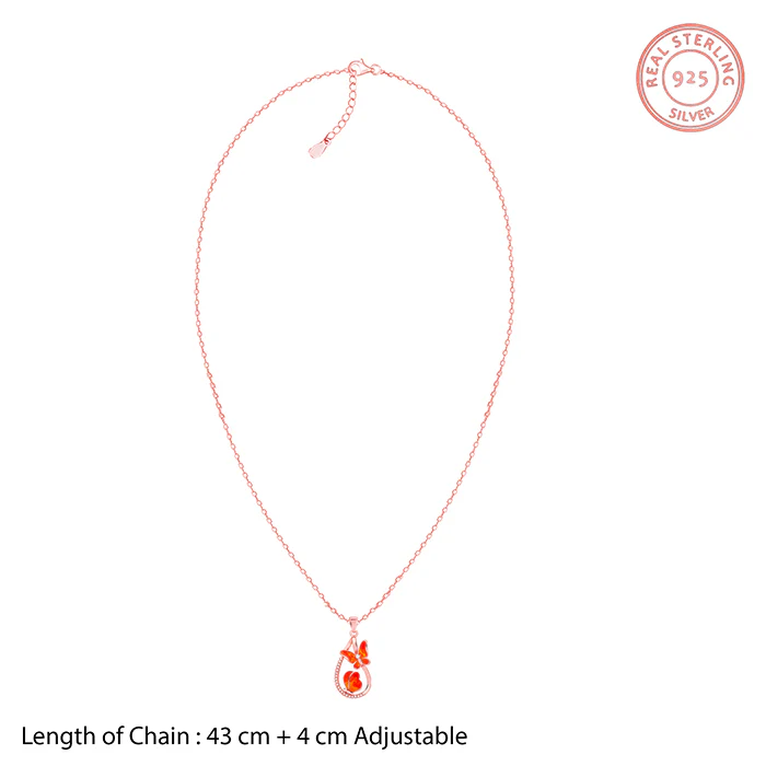 Rose Gold Flutterdrop Pendant With Link Chain - Image 6