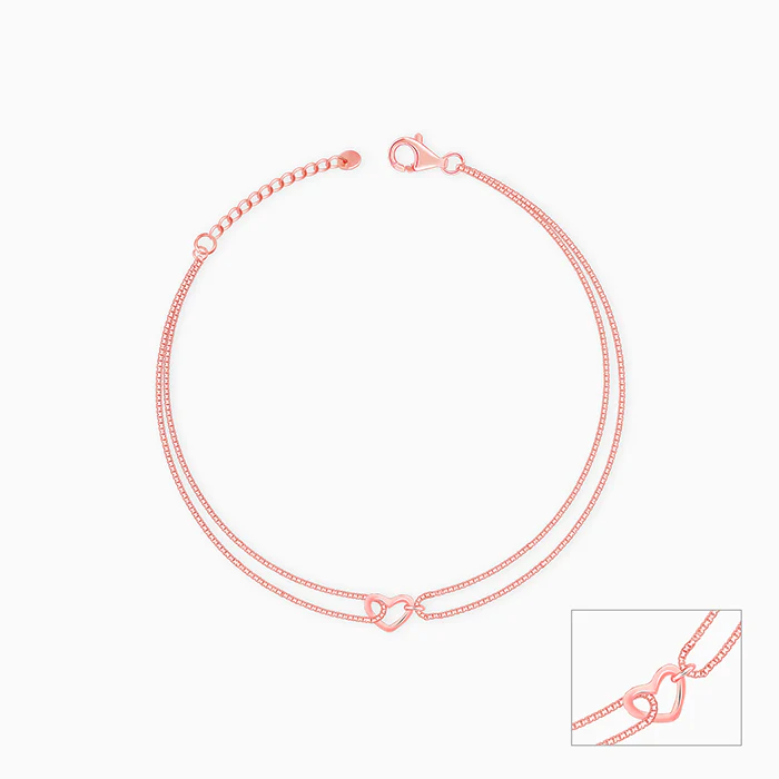 Rose Gold Follow Love Layered Anklet - Image 3