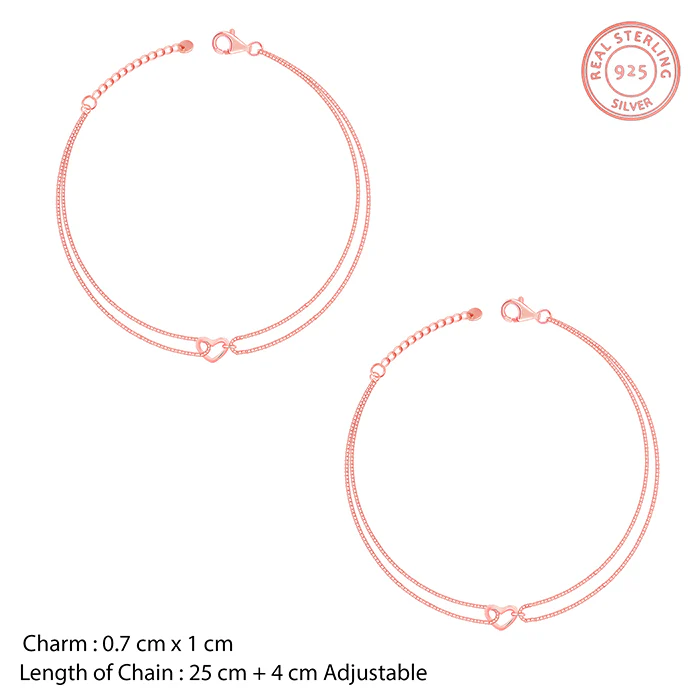 Rose Gold Follow Love Layered Anklet - Image 4