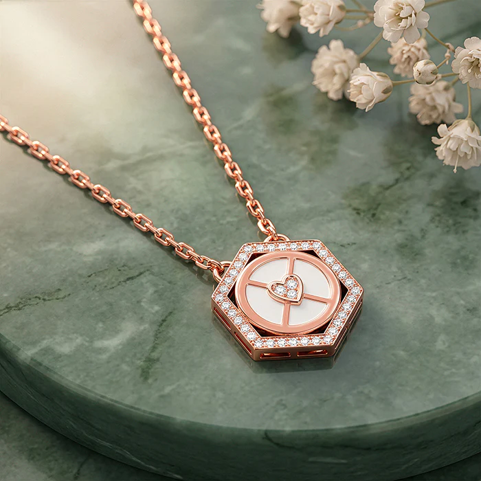 Rose Gold Geo Charm Necklace - Image 2
