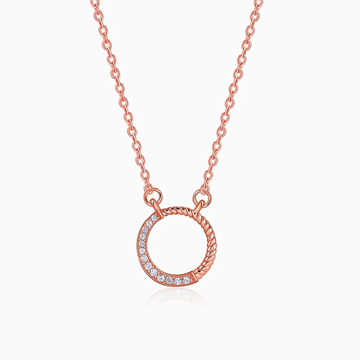 Rose Gold Gleaming Circle Necklace