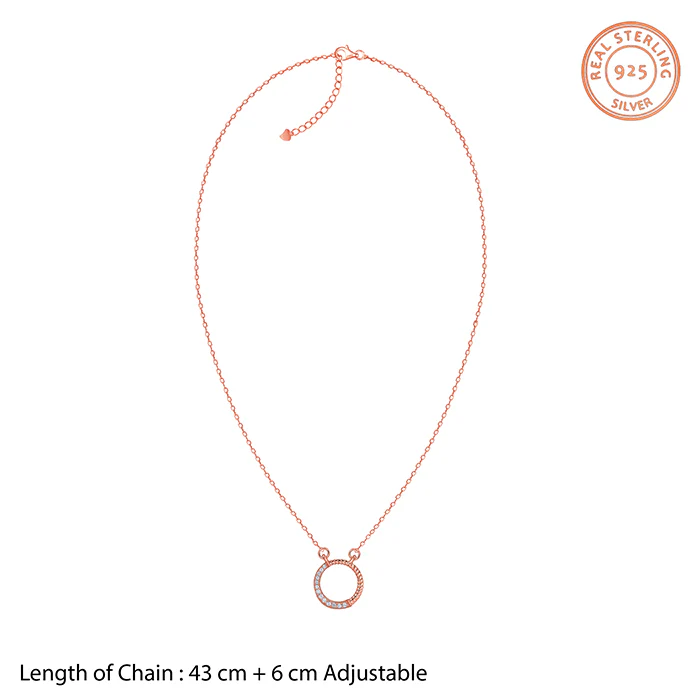 Rose Gold Gleaming Circle Necklace - Image 5