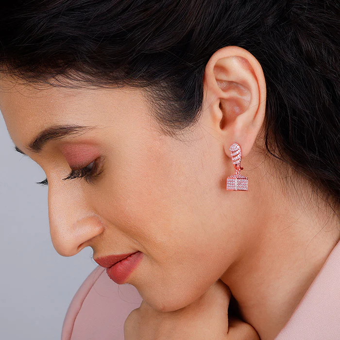 Rose Gold Glittering Grace Jhumki - Image 3