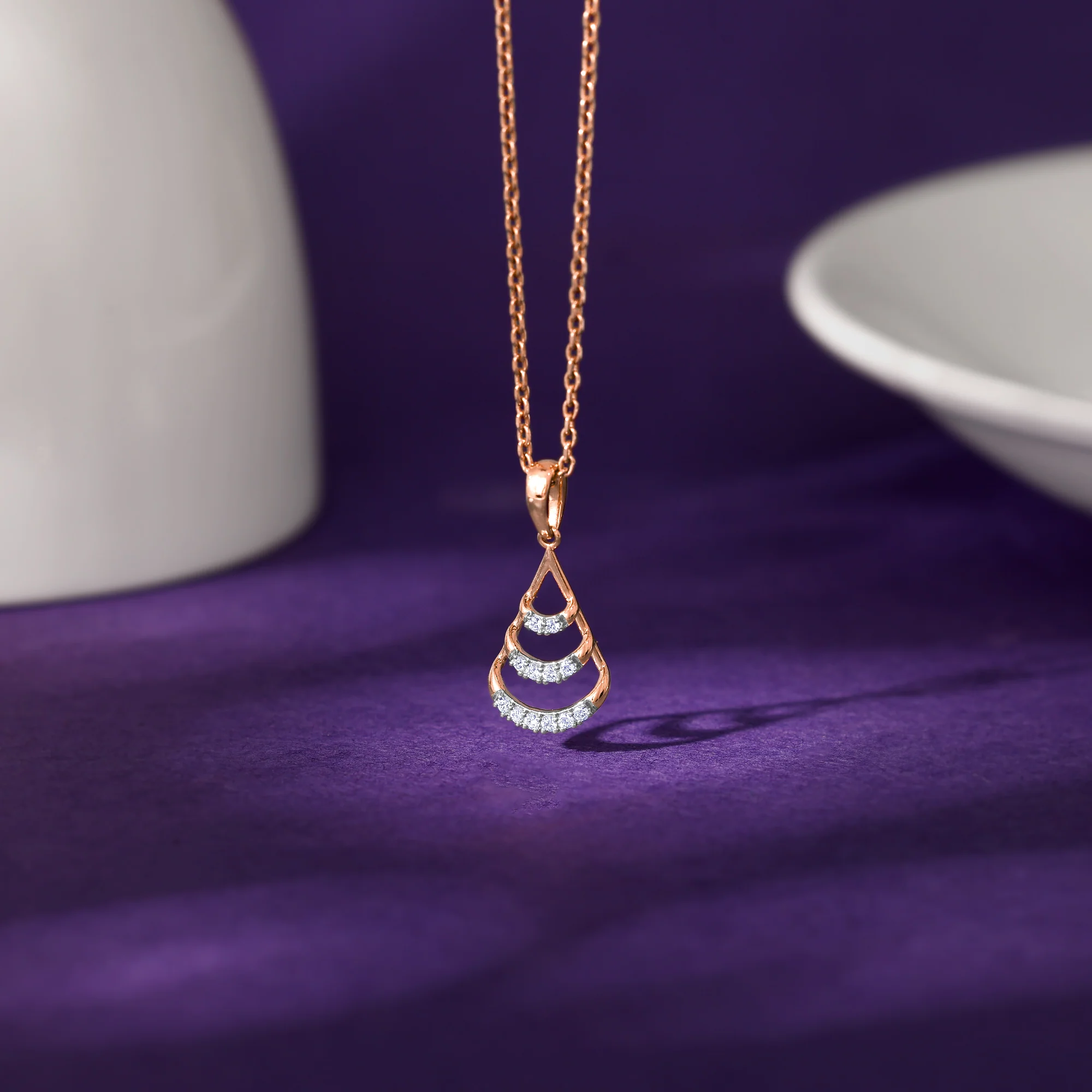 Rose Gold Globule Diamond Pendant - Image 2