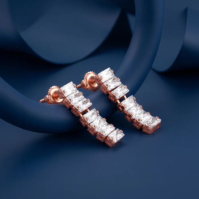 Rose Gold Glow Dangler Earrings - Image 2
