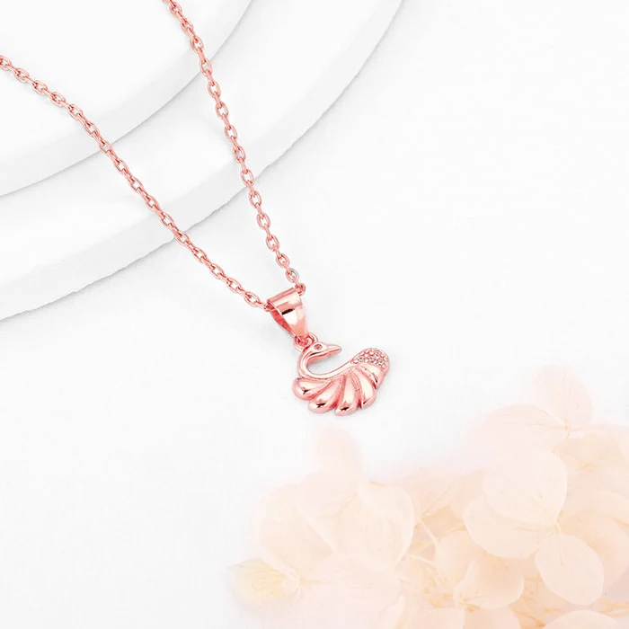Rose Gold Graceful Swan Pendant With Link Chain - Image 2