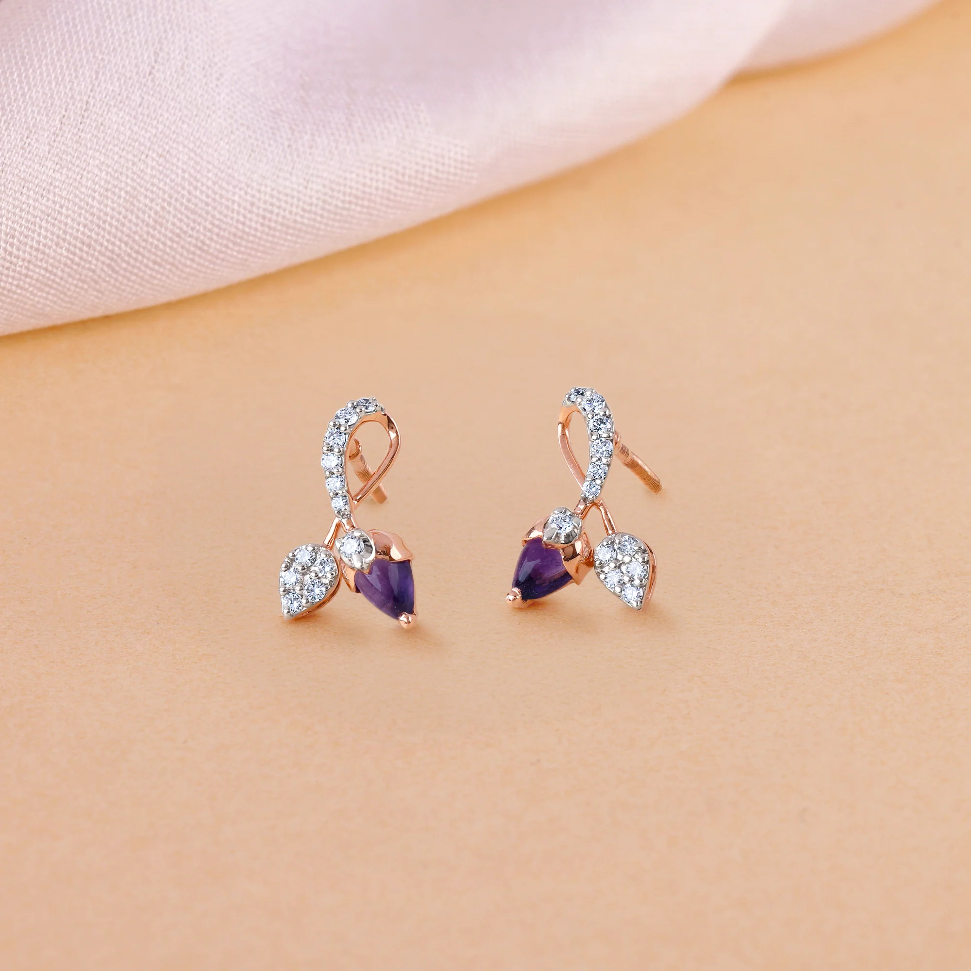 Rose Gold Gracious Tulip Lab Grown Diamond Earrings - Image 2