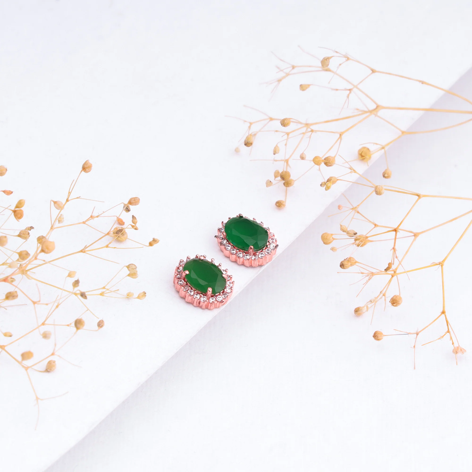 Rose Gold Evergreen Halo Studs - Image 2