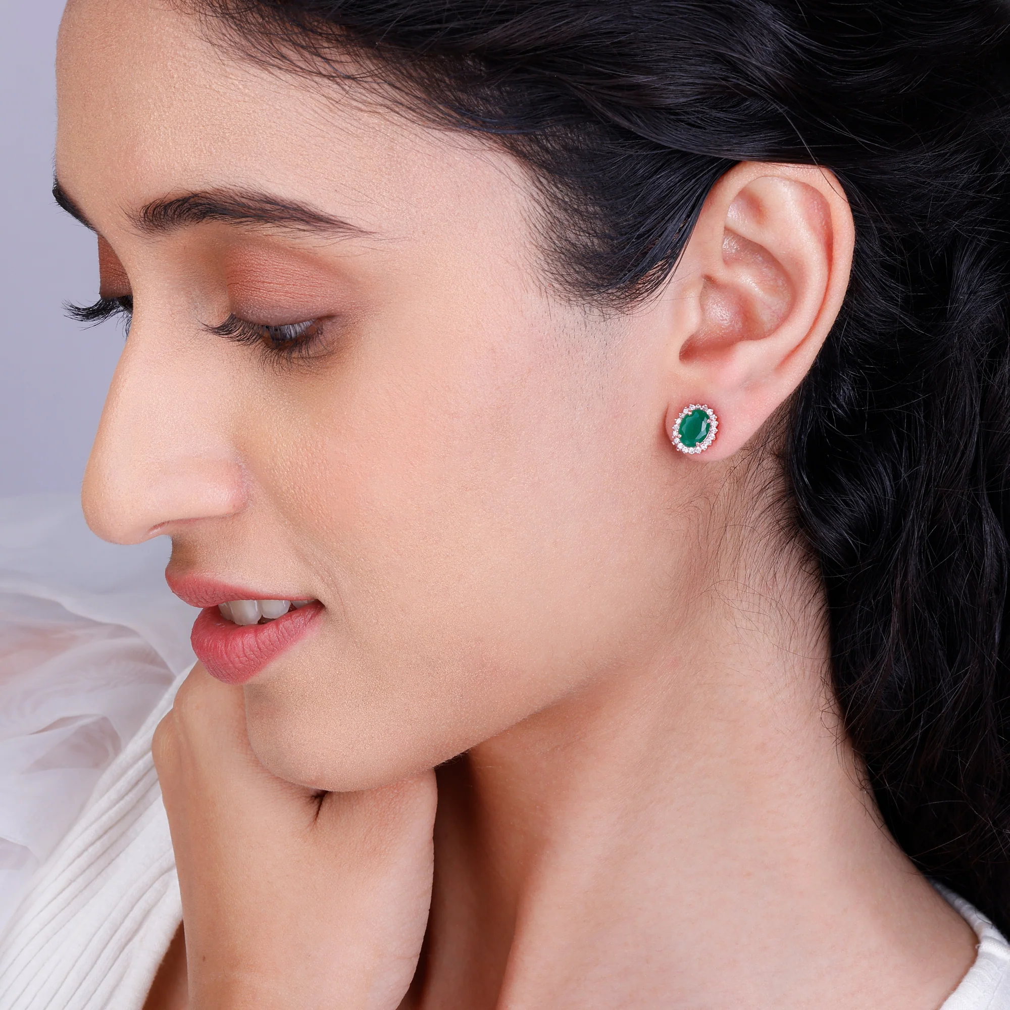Rose Gold Evergreen Halo Studs - Image 3