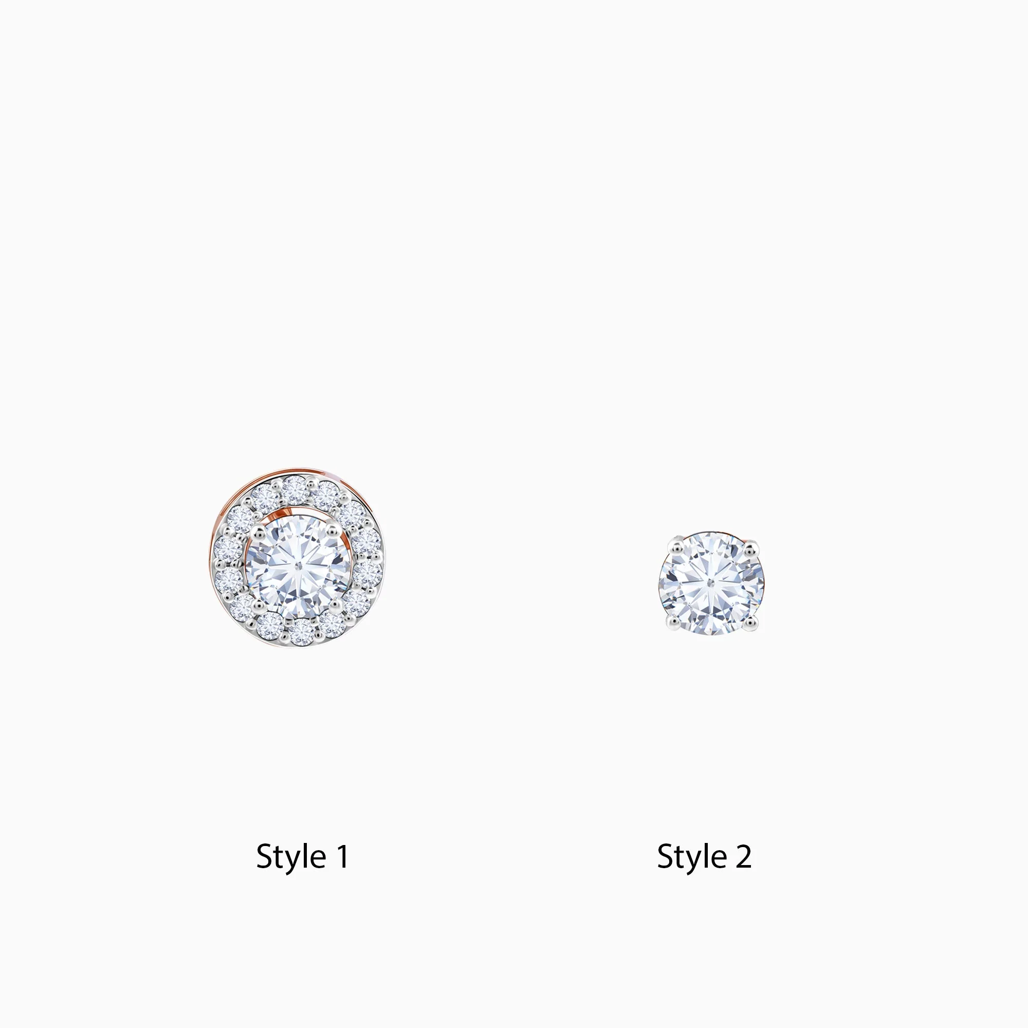 Rose Gold Halo Solitaire Lab Grown Diamond Studs