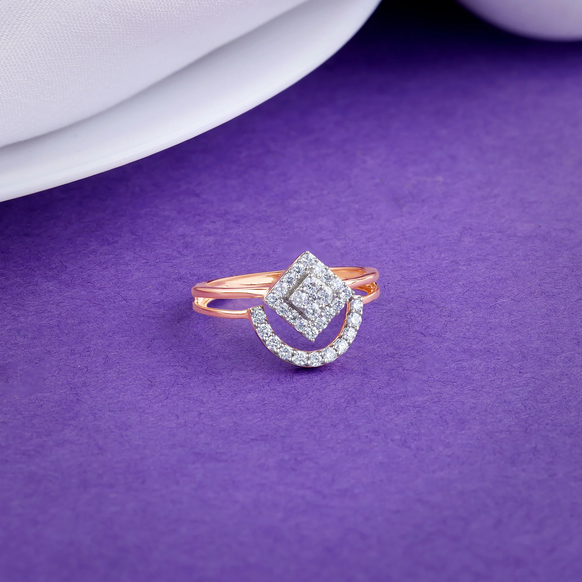 Rose Gold Halo Prism Lab Grown Diamond Ring - Image 2