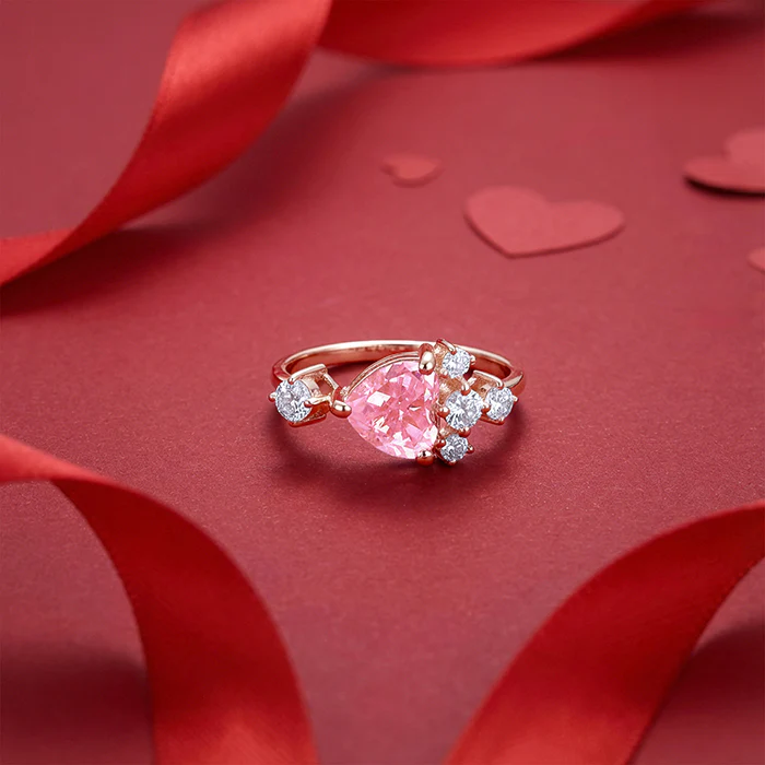 Rose Gold Heart Beat Ring - Image 2