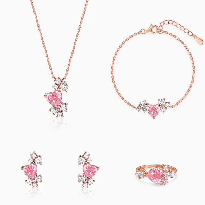 Rose Gold Heart Beat Set of 4