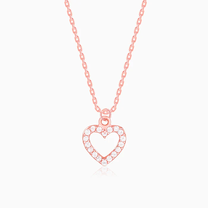 Rose Gold Heart Pendant With Link Chain