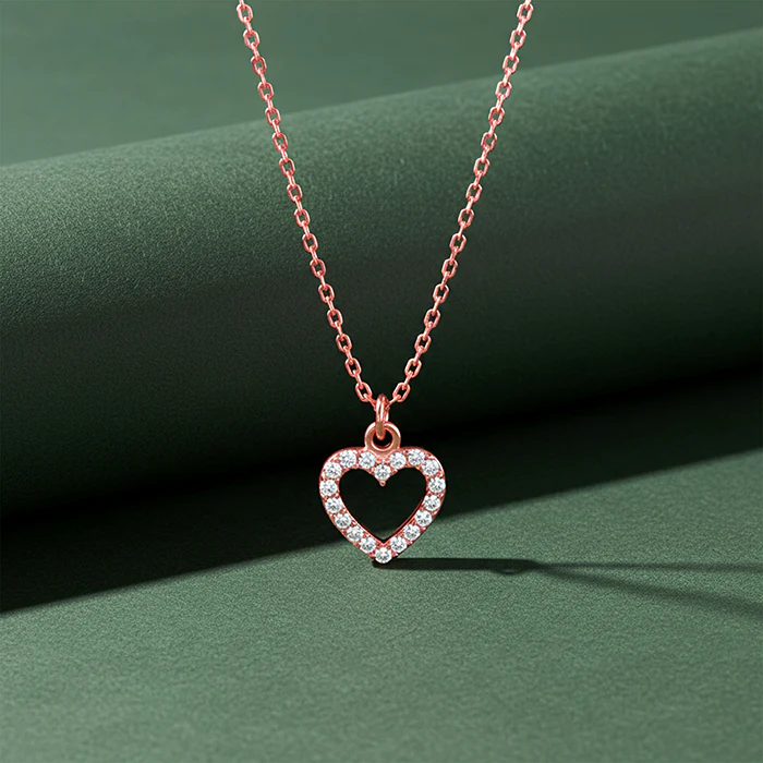 Rose Gold Heart Pendant With Link Chain - Image 2