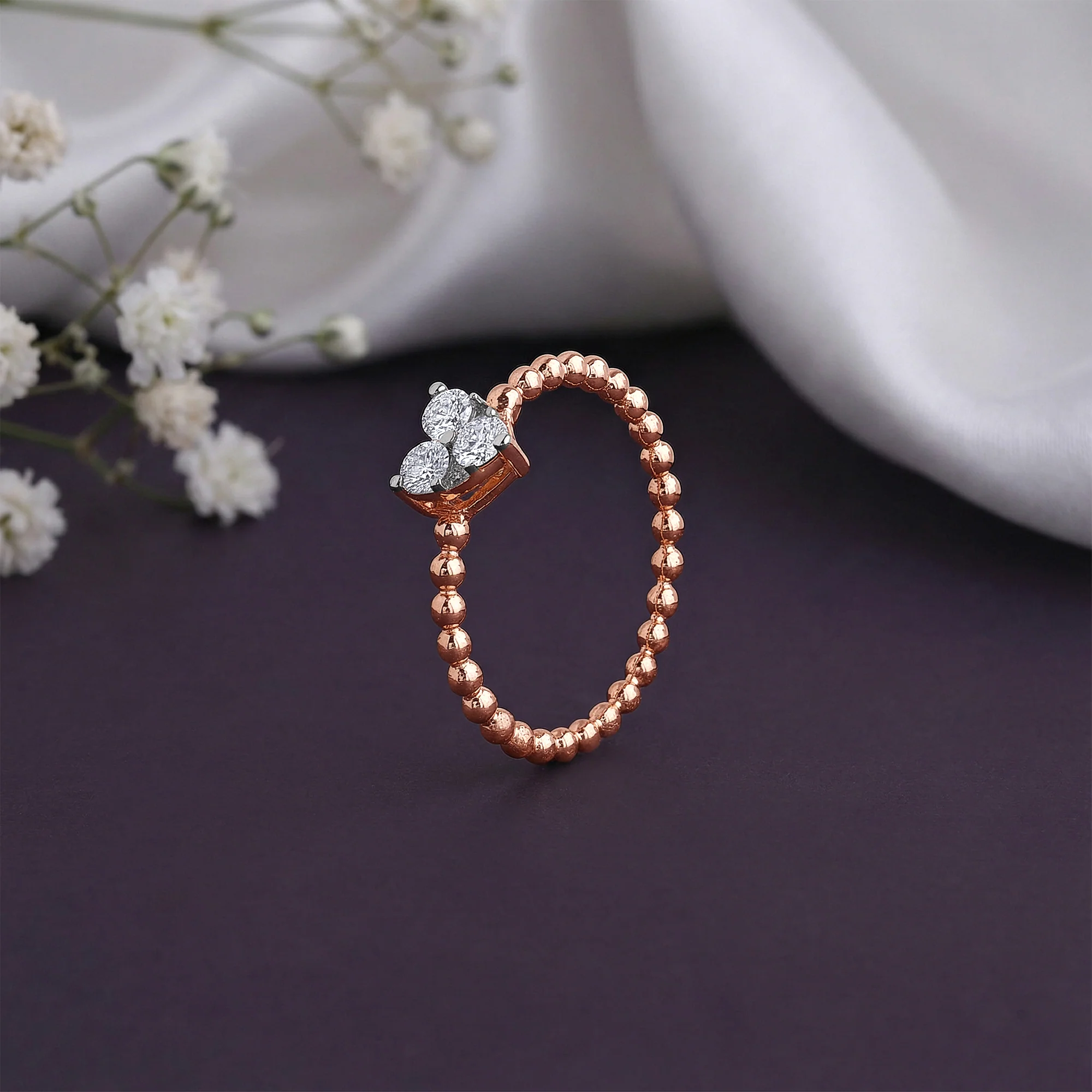 Rose Gold Heart Solitaire Lab Grown Diamond Ring - Image 2