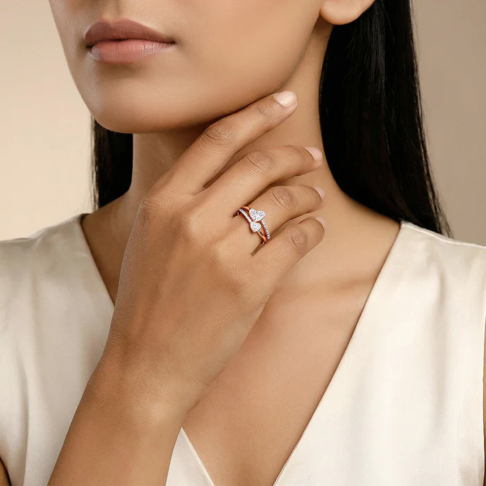 Rose Gold Heart Whisper Ring (Size 12) - Image 3