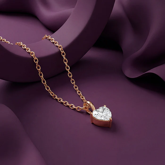 Rose Gold Heartshow Pendant with Link Chain - Image 2