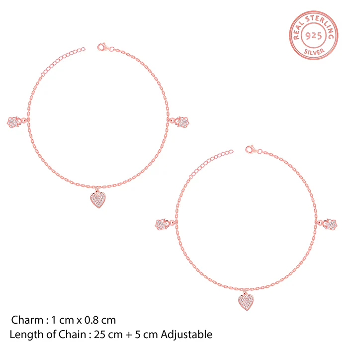 Rose Gold Hearty Anklet - Image 4