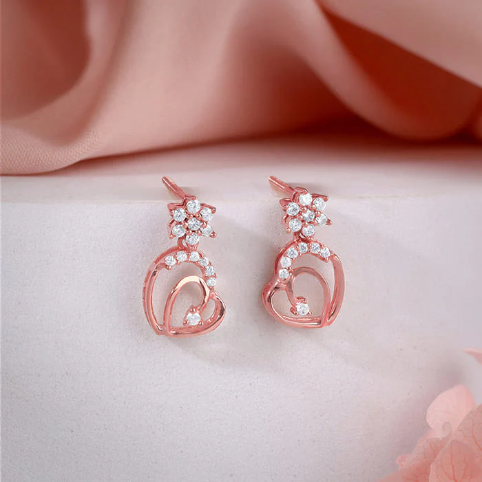 Rose Gold Hearty Sparkles Earrings - Image 2